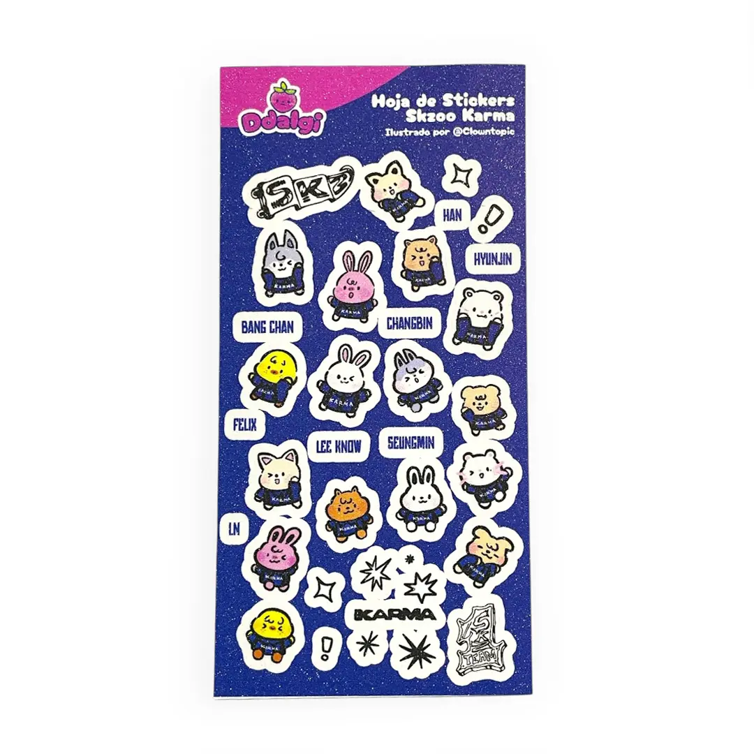 Hoja de stickers Stray Kids | Skzoo Karma