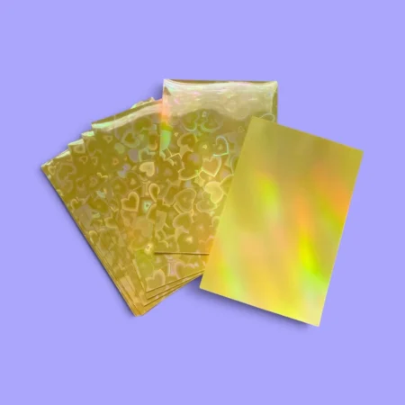 Sleeves Protectores Holográficos | Corazones Amarillo