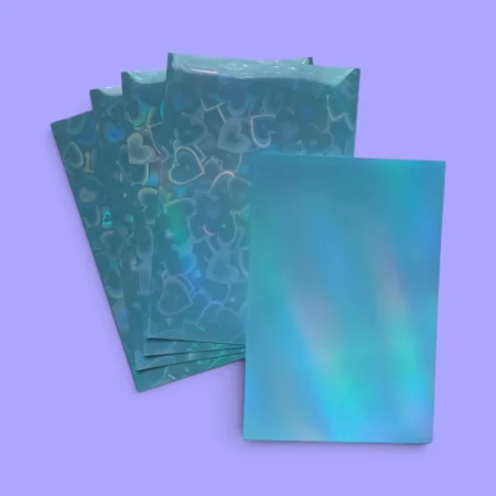 Sleeves Protectores Holográficos | Corazones Azul