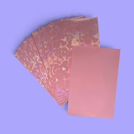 Sleeves Protectores Holográficos | Corazones Rosado