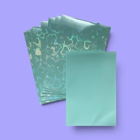 Sleeves Protectores Holográficos | Corazones Verde Menta